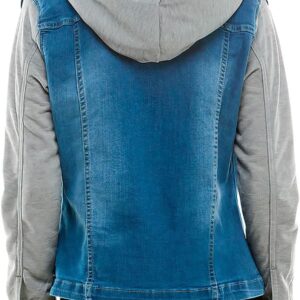 Amazing Ladies' Denim Jacket with Fleece Hoodie - Presents for Women - Fashion Women Clothing - Light Washed, L