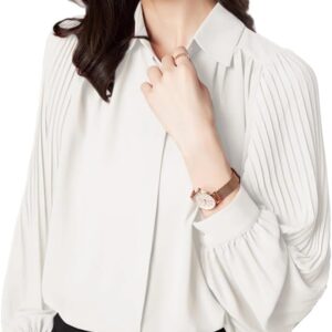Shirt for Women Spring Clothes Black Chiffon Shirt Pleated Large Size top White Womens