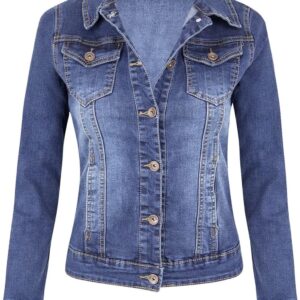 Woman Denim Jacket Fashion Slim Elastic Long Sleeve Jeans Jacket Coat Autumn Winter Casual Clothing
