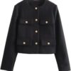 Women Short Coat Long Sleeves Button Coat Spring Autumn Fashion Casual Elegant Office Lady Clothing