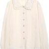 Women Vintage Tops Chiffon Blouse Long Sleeve Casual Female Work Office Shirts Female Clothing