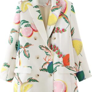 Women's Fashion Street Clothing Fresh Fruit Print Suit Jacket Blazer