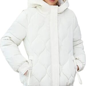 Women's Puffer Jacket Fashionable Padded Clothes Hooded Lattice Thickened Warm Padded Jacket Coat